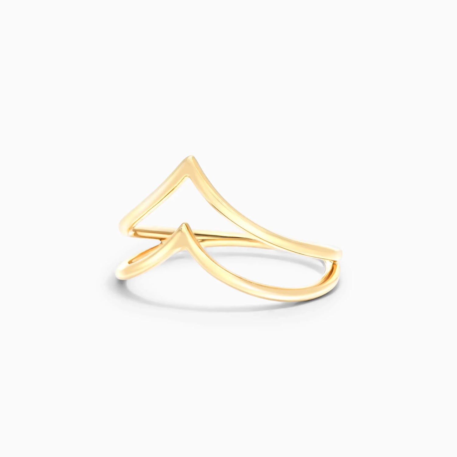 Anel De Ouro Amarelo 18k Fios Duplo Em V