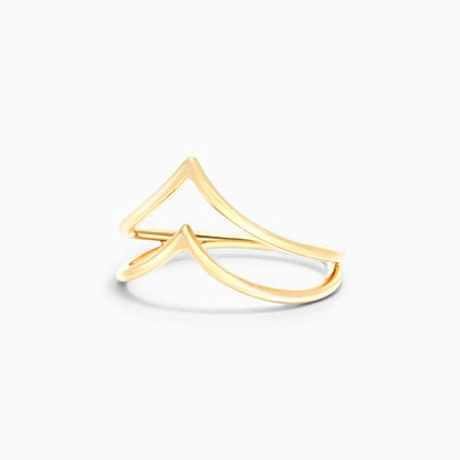 Anel De Ouro Amarelo 18k Fios Duplo Em V