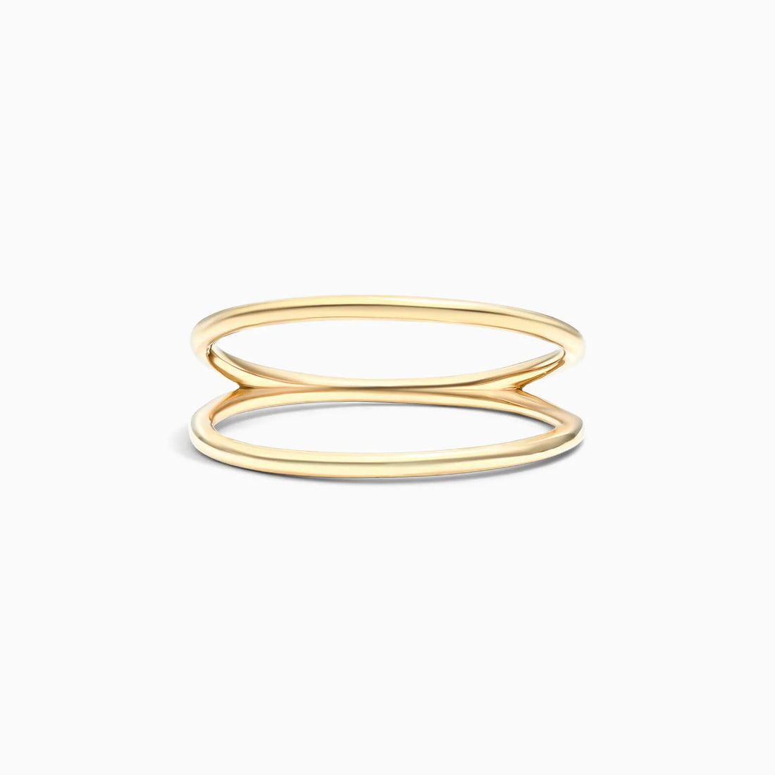 Anel De Ouro Amarelo 18k Fios Duplo Aberto