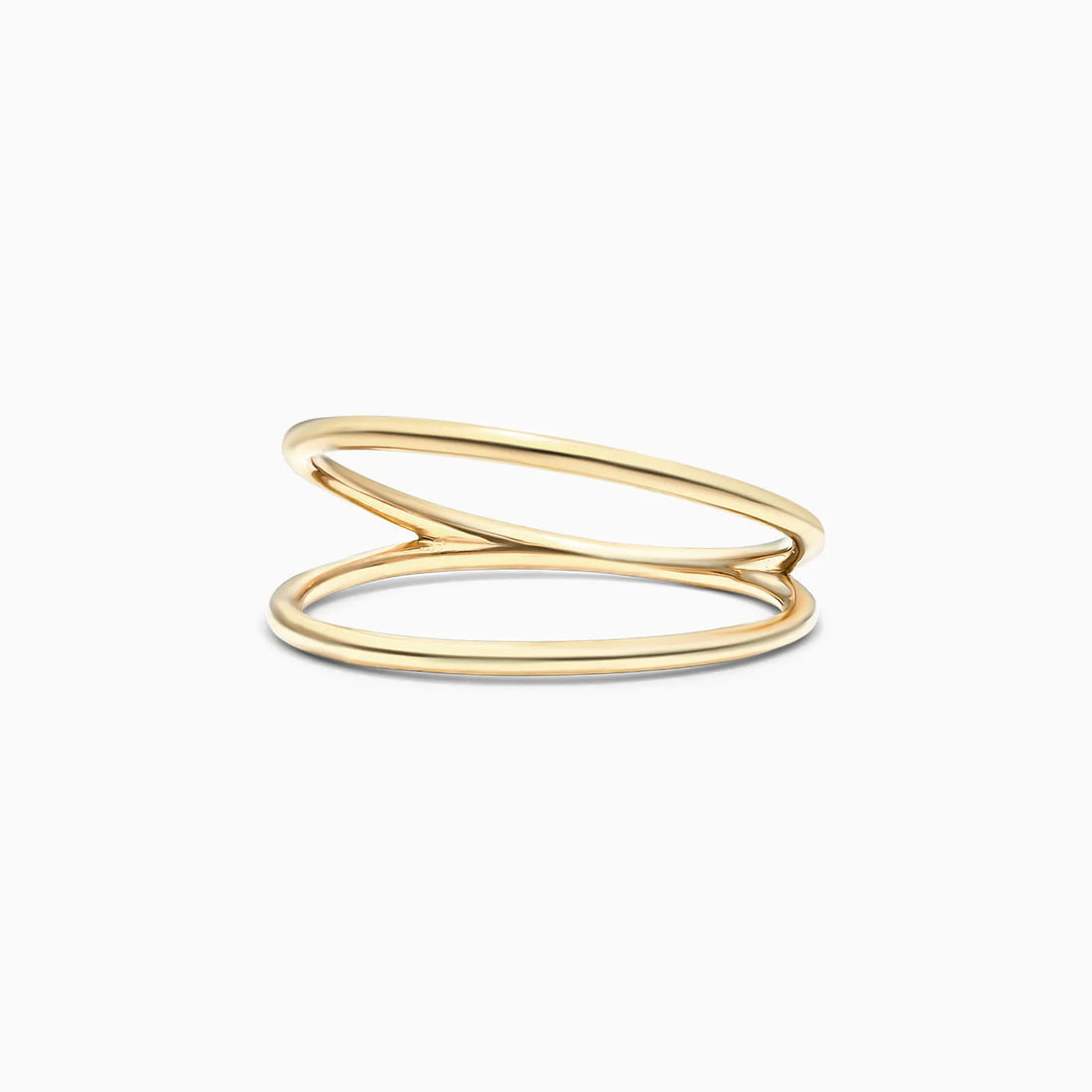 Anel De Ouro Amarelo 18k Fios Duplo Aberto