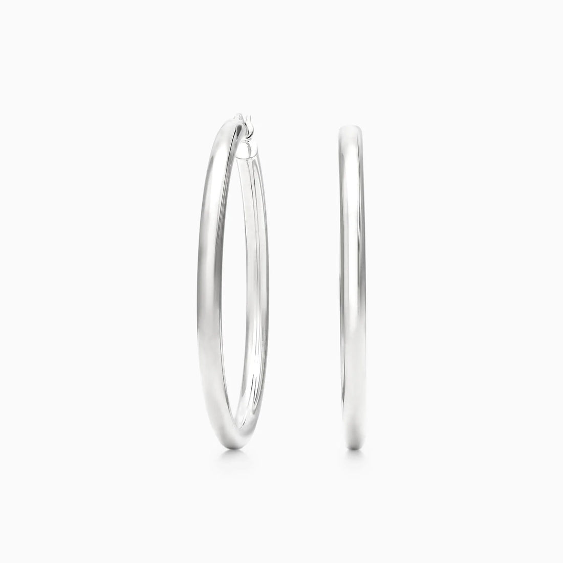 Brinco De Ouro 18k Argola De Luxo Padrao Tubo 4cm