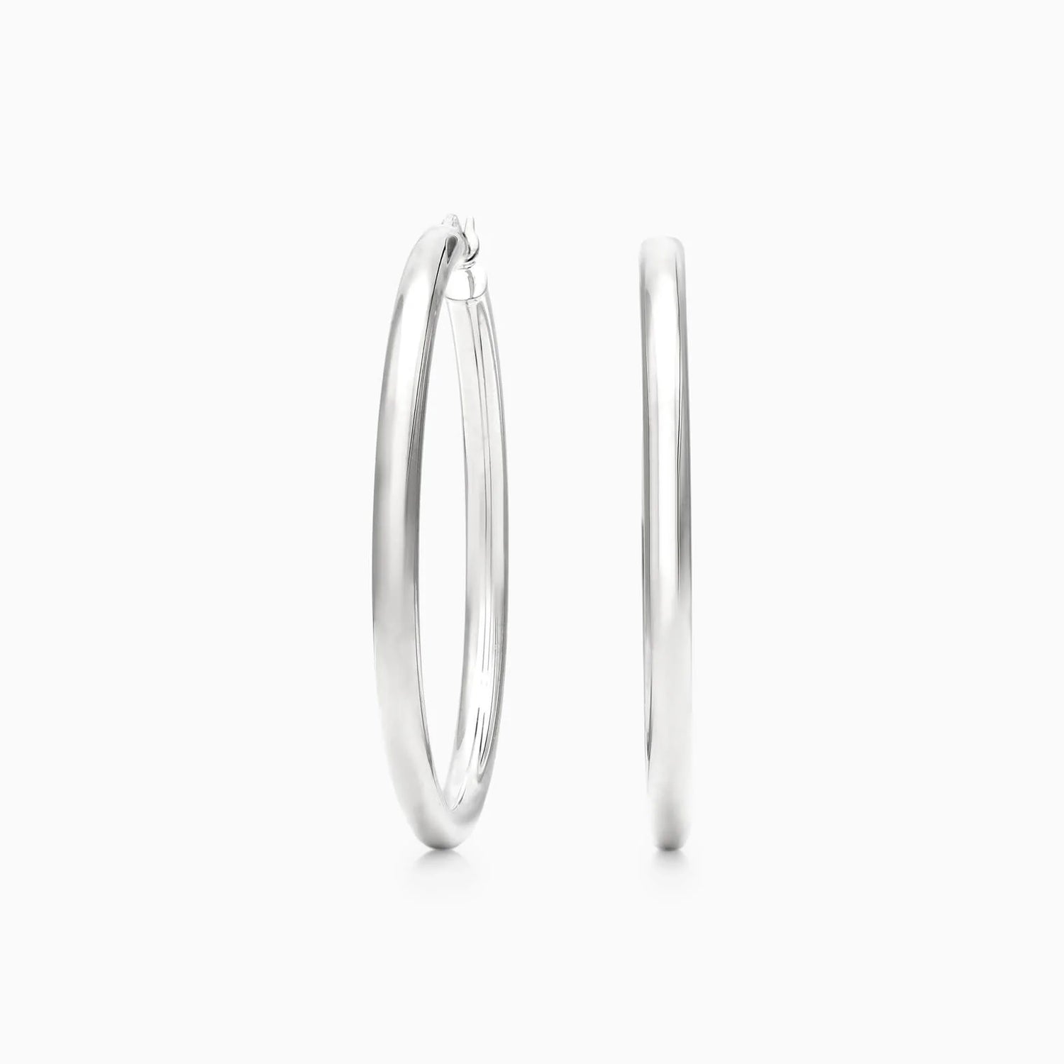 Brinco De Ouro 18k Argola De Luxo Padrao Tubo 4cm