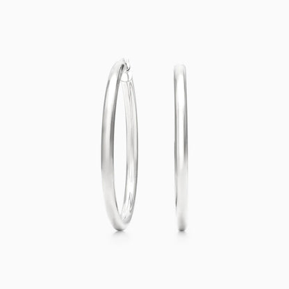Brinco De Ouro 18k Argola De Luxo Padrao Tubo 4cm