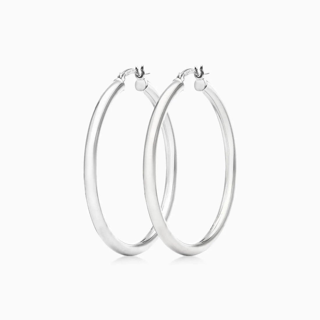 Brinco De Ouro 18k Argola De Luxo Padrao Tubo 4cm