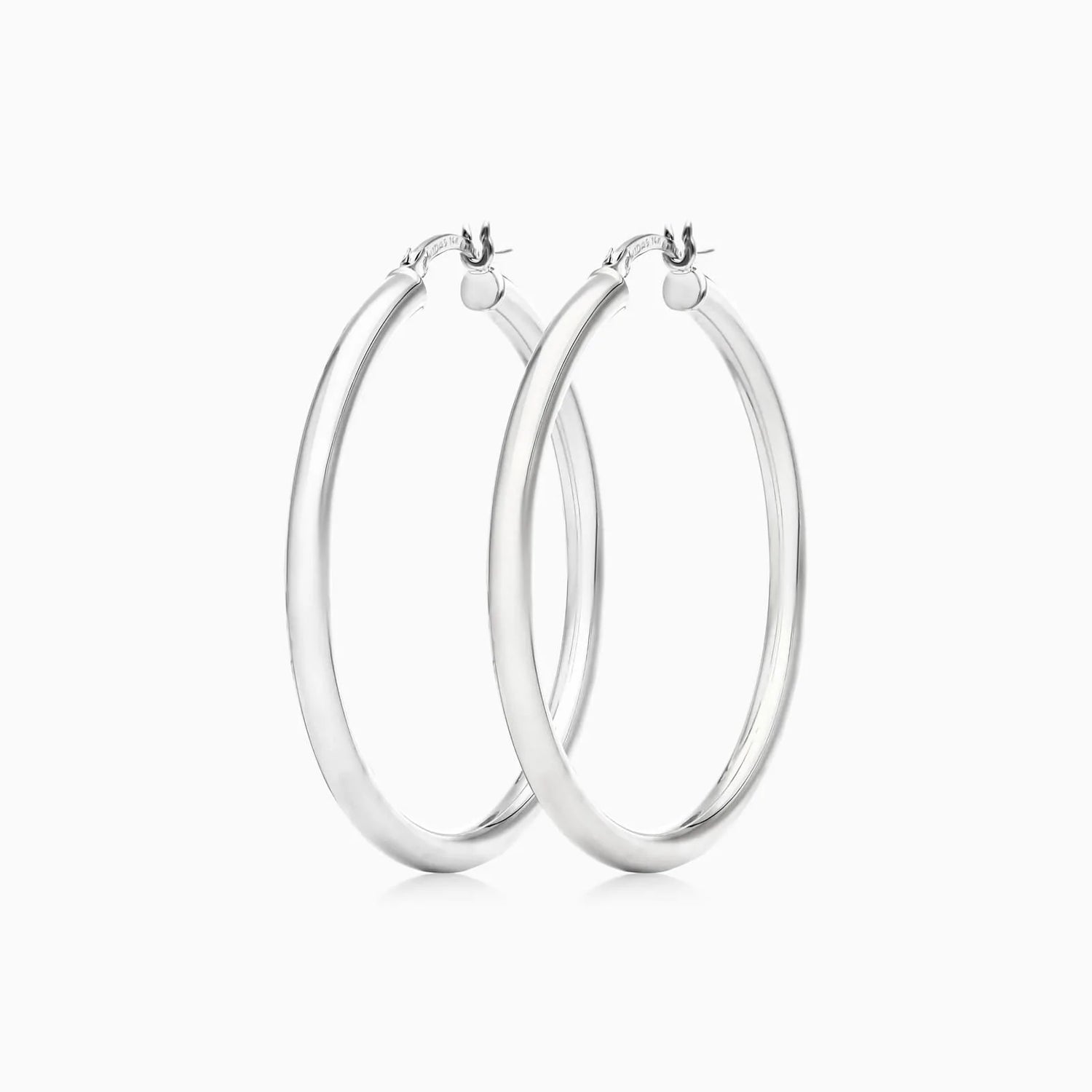 Brinco De Ouro 18k Argola De Luxo Padrao Tubo 4cm