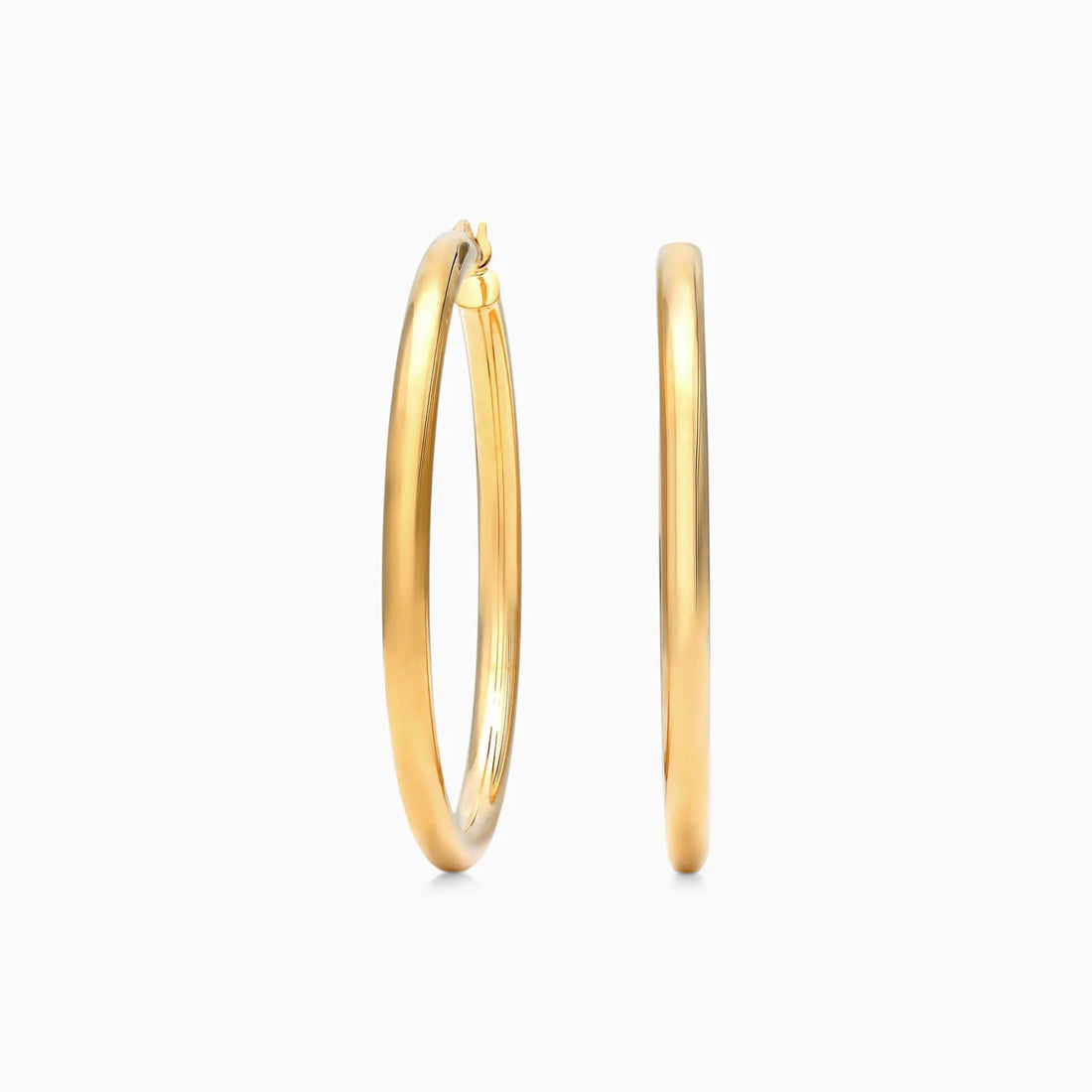 Brinco De Ouro 18k Argola De Luxo Padrao Tubo 4cm