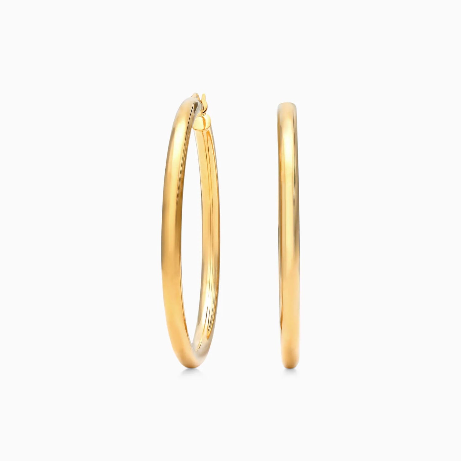 Brinco De Ouro 18k Argola De Luxo Padrao Tubo 4cm