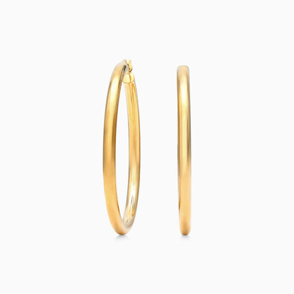 Brinco De Ouro 18k Argola De Luxo Padrao Tubo 4cm
