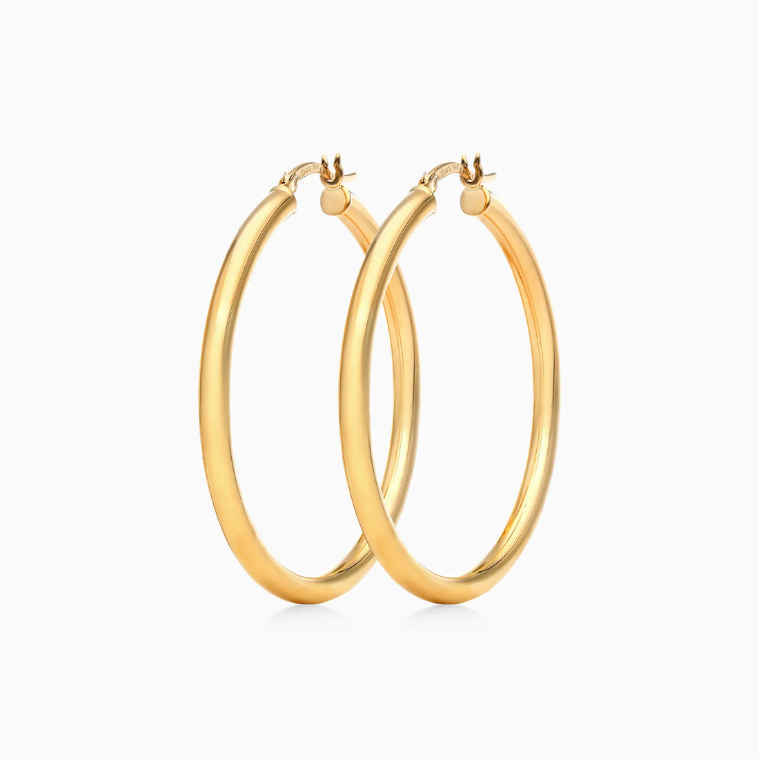 Brinco De Ouro 18k Argola De Luxo Padrao Tubo 4cm
