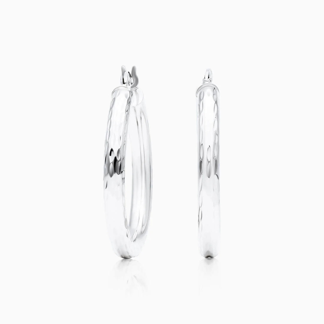 Brinco de Ouro Branco 18k Feminino De Argola 2,5cm