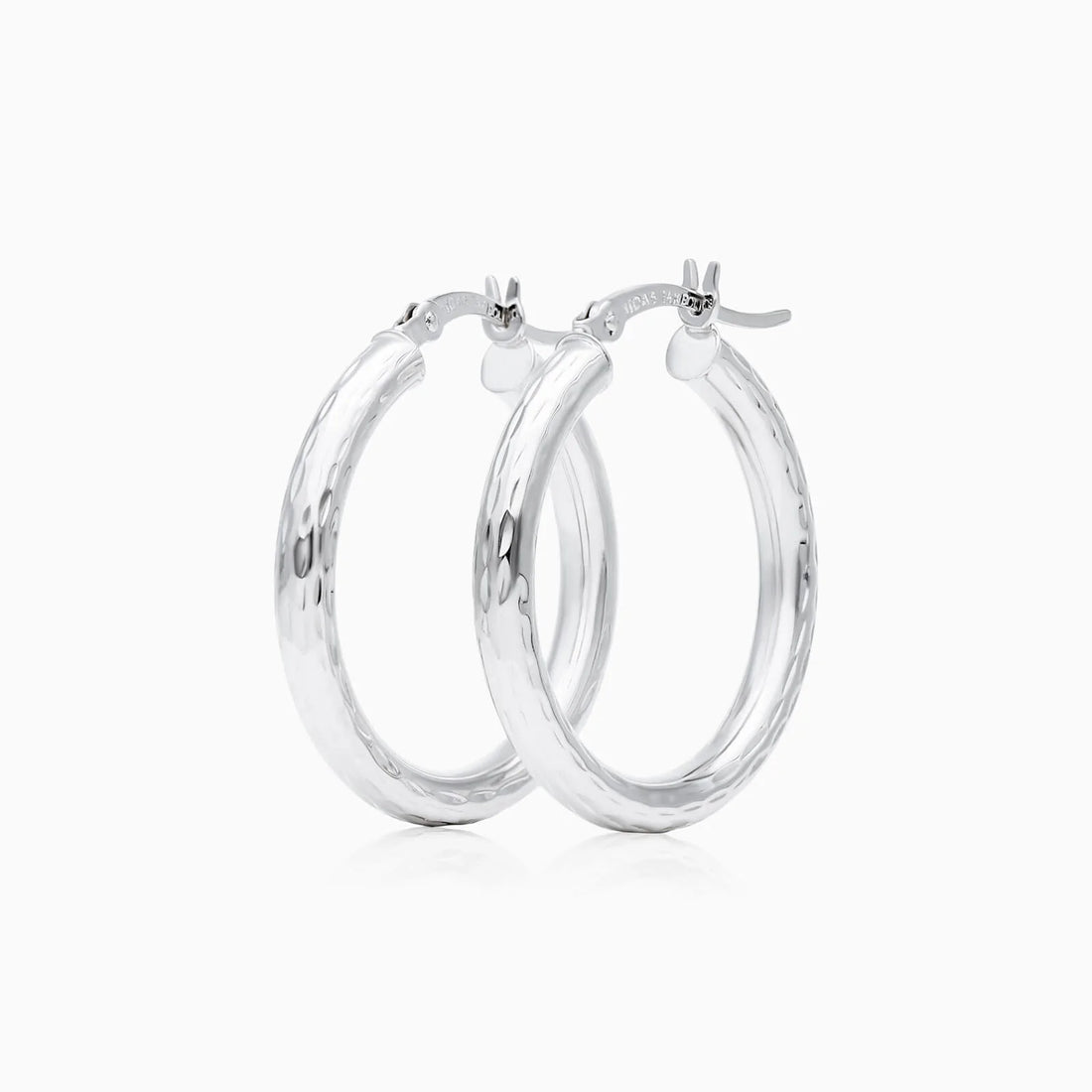 Brinco de Ouro Branco 18k Feminino De Argola 2,5cm