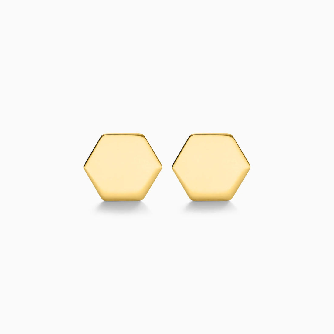 Brinco De Ouro 18k Polido Hexagonal Luxo