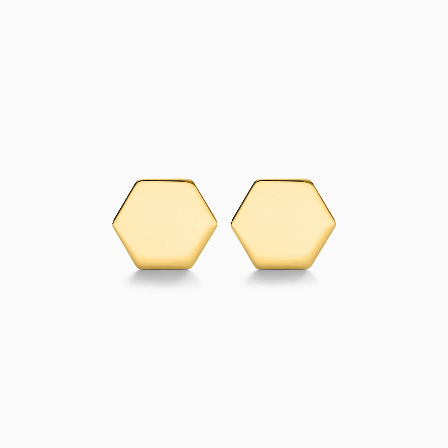 Brinco De Ouro 18k Polido Hexagonal Luxo