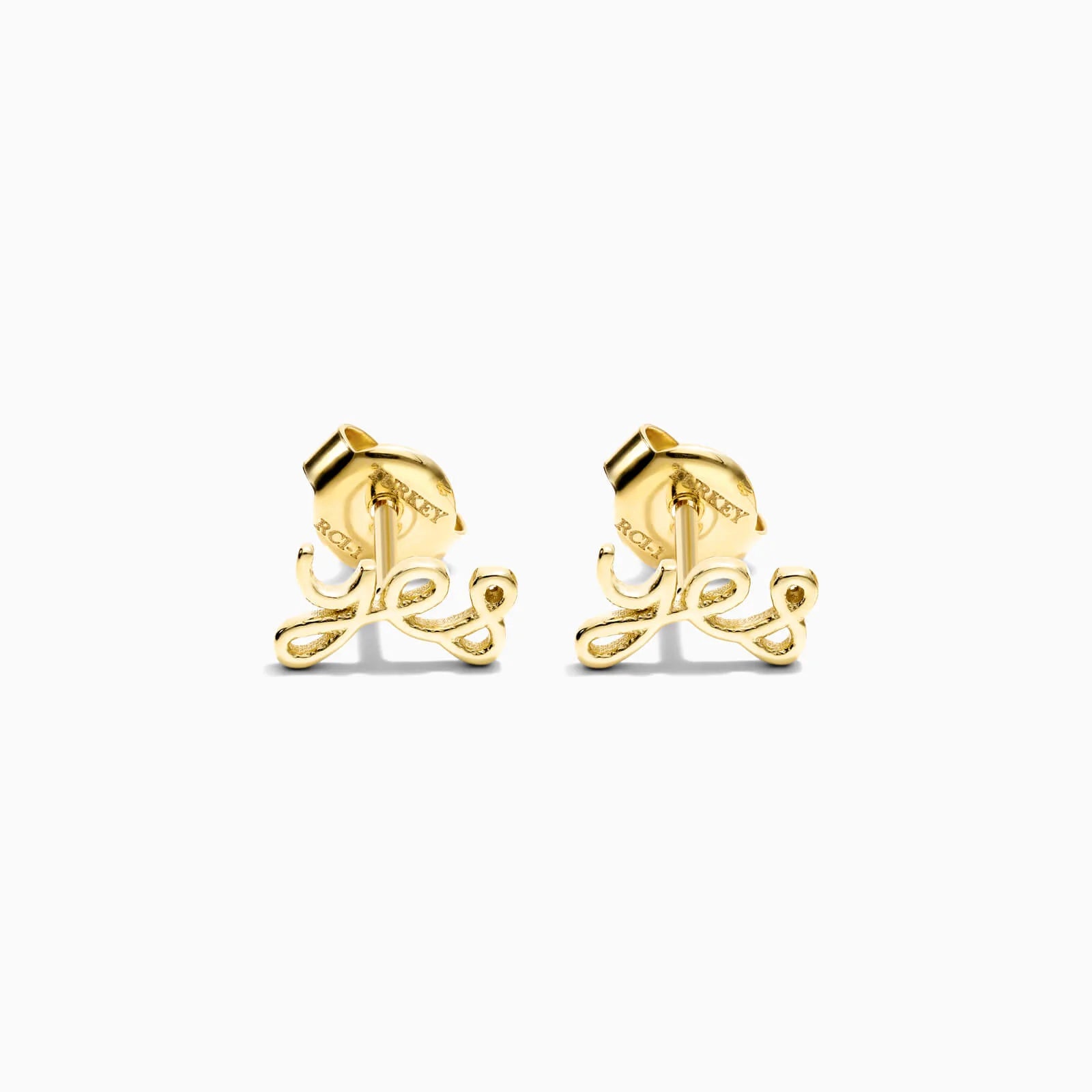 Brinco De Ouro 18k Letras Yes Delicado