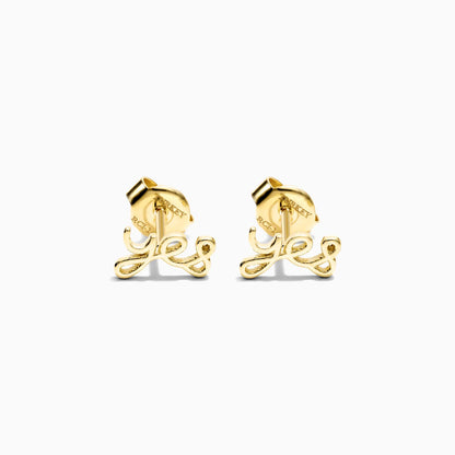 Brinco De Ouro 18k Letras Yes Delicado