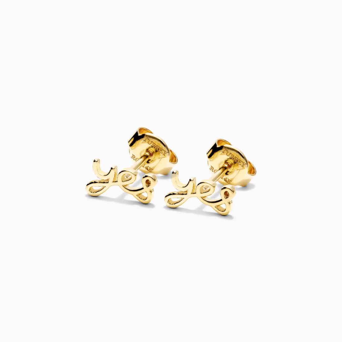 Brinco De Ouro 18k Letras Yes Delicado