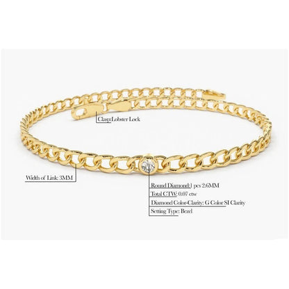 Pulseira de ouro Feminina De Ouro 18k 1 Diamante Bezel