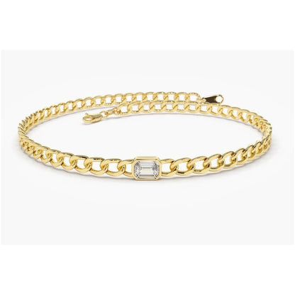 Pulseira Feminina de ouro 18k Elos 1 Diamante Quadrado