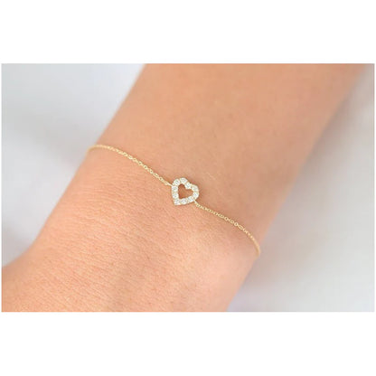 Pulseira  Feminina de Ouro 18k Coraçao Diamantes