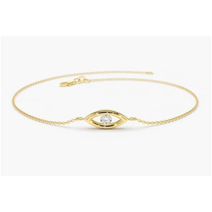 Pulseira Feminina De Ouro 18k Diamante olho grego