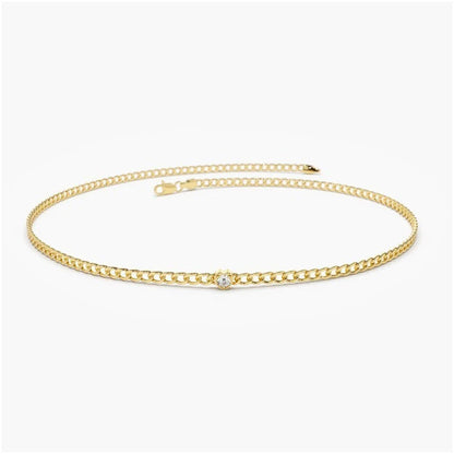 Pulseira feminina de ouro 1 Diamante Solitario Luxo