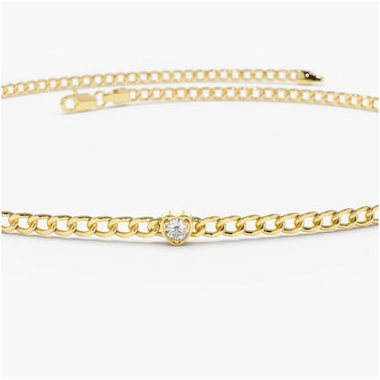 Pulseira feminina de ouro 1 Diamante Solitario Luxo