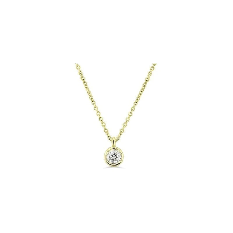 Colar Corrente De Ouro 18k Solitario Diamante  ponto de luz 05pts