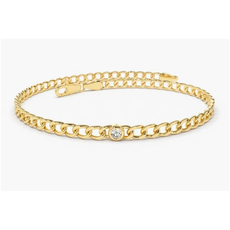 Pulseira de ouro Feminina De Ouro 18k 1 Diamante Bezel