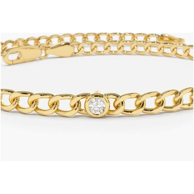 Pulseira de ouro Feminina De Ouro 18k 1 Diamante Bezel