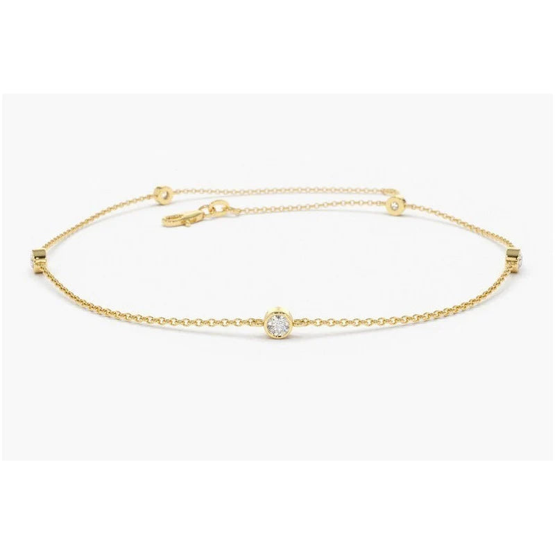 Pulseira de ouro feminina Bracelete Diamantes Luxo