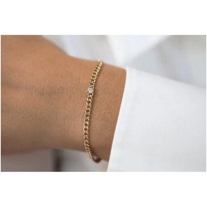 Pulseira de ouro Feminina De Ouro 18k 1 Diamante Bezel