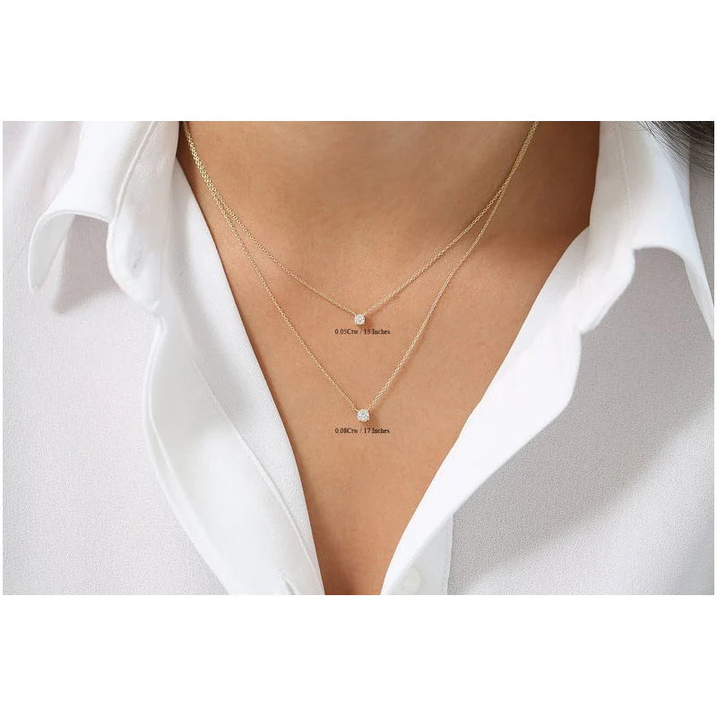 Colar Corrente Ouro18k Feminina Solitario Diamante Luxo 30pt