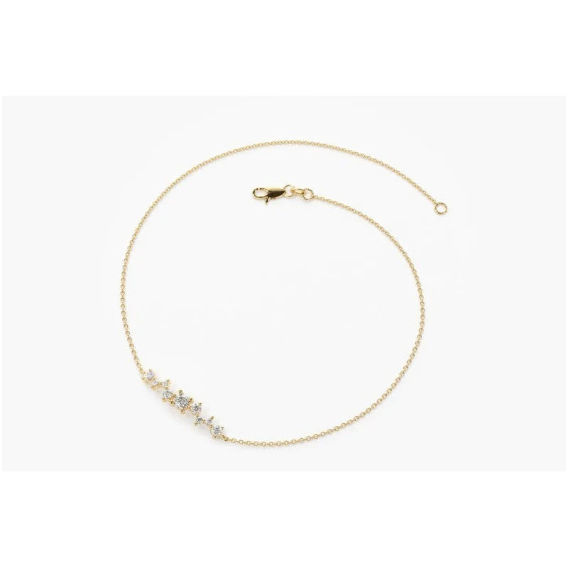 Pulseira  Feminina De Ouro18k 9 Diamantes
