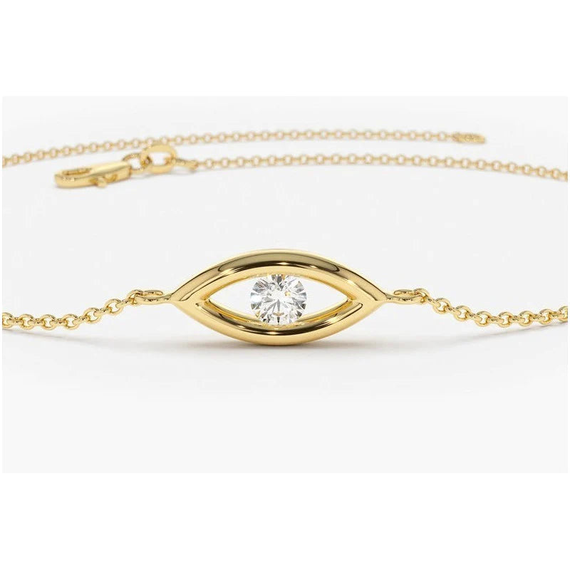Pulseira Feminina De Ouro 18k Diamante olho grego