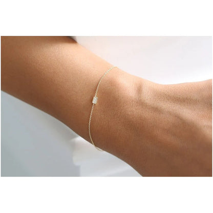 Pulseira Feminina De Ouro 18k Minimalista Diamante