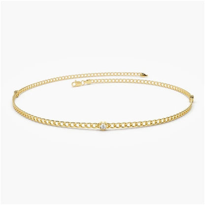 Pulseira feminina de ouro 1 Diamante Solitario Luxo