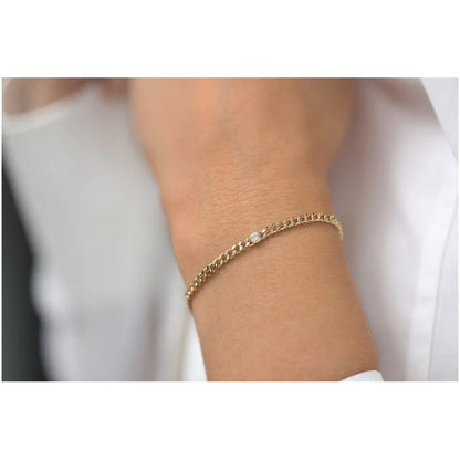 Pulseira de ouro Feminina De Ouro 18k 1 Diamante Bezel