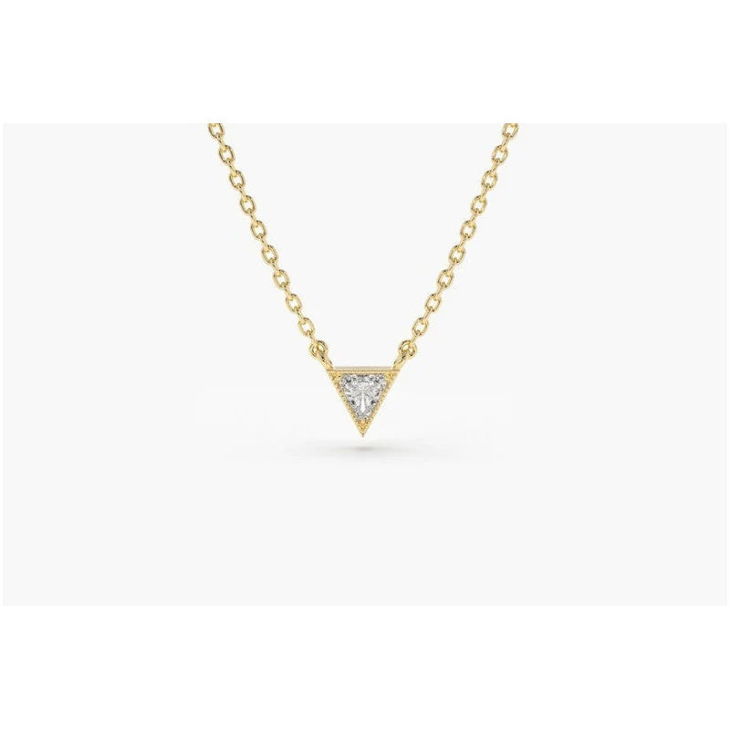 Corrente De Ouro18k  Solitario Diamante triangulo Brilhante