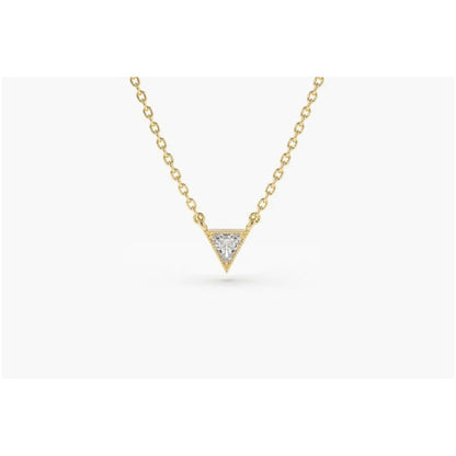 Corrente De Ouro18k  Solitario Diamante triangulo Brilhante
