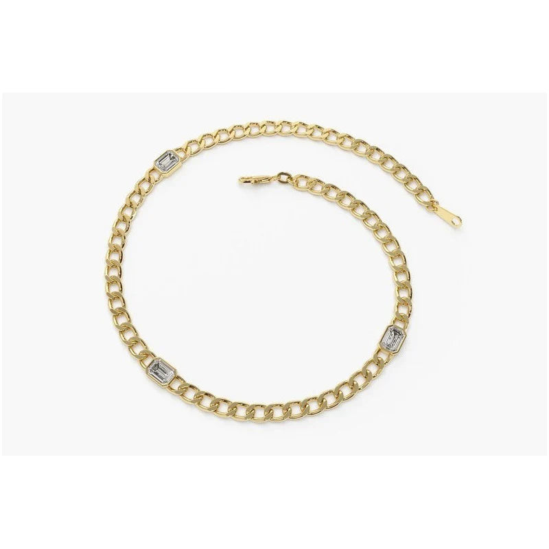 Pulseira Feminina de ouro 18k Elos 1 Diamante Quadrado