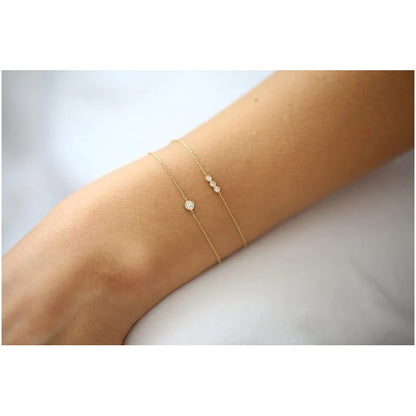 Pulseira De Ouro 18k Feminina Diamante  Solitario