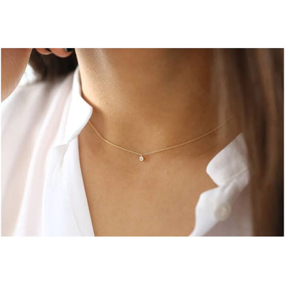 Colar Corrente Feminina Ouro18k Solitario Diamante Luxo 12pt