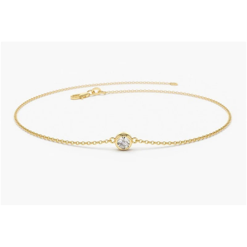 Pulseira De Ouro 18k Feminina Diamante  Solitario