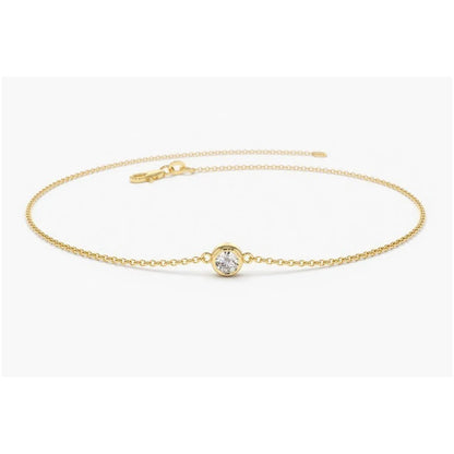 Pulseira De Ouro 18k Feminina Diamante  Solitario