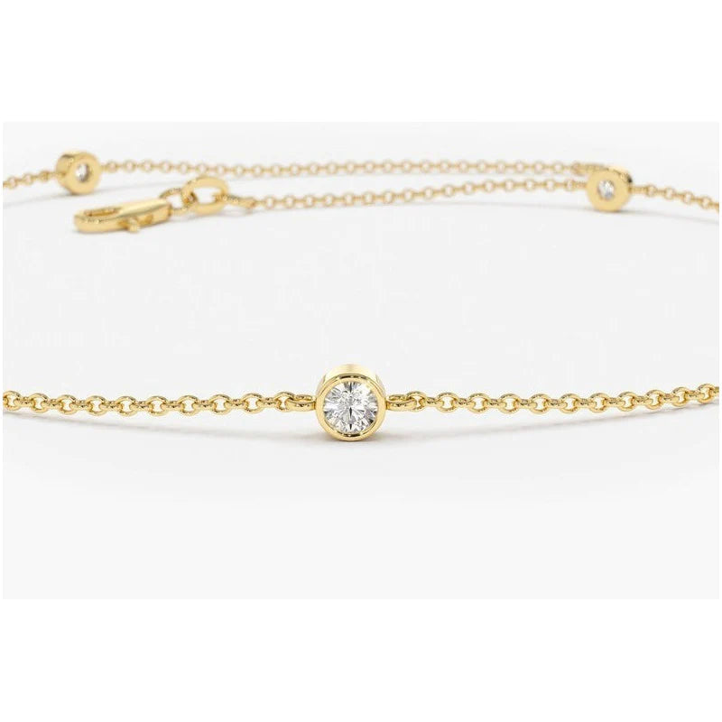 Pulseira de ouro feminina Bracelete Diamantes Luxo