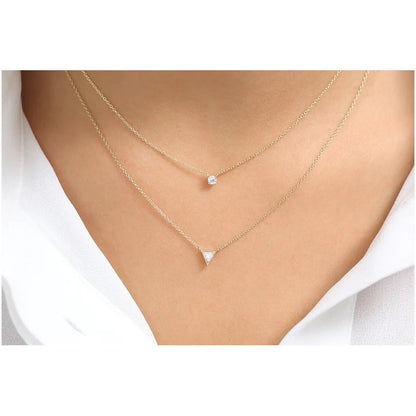 Corrente De Ouro18k  Solitario Diamante triangulo Brilhante
