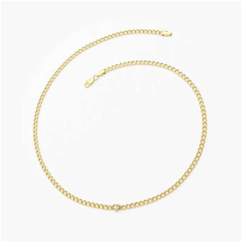Pulseira feminina de ouro 1 Diamante Solitario Luxo