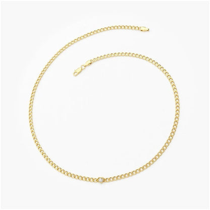 Pulseira feminina de ouro 1 Diamante Solitario Luxo