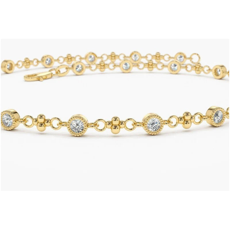 Pulseira Riviera Feminina De Ouro 18k Diamantes Brilhantes