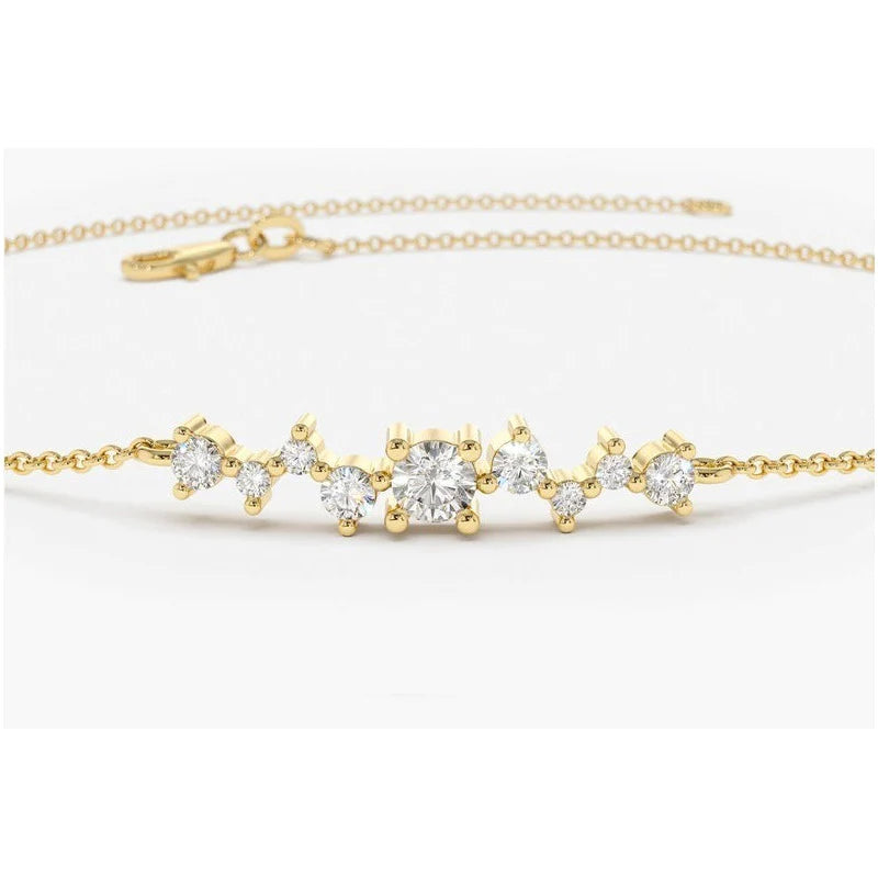 Pulseira  Feminina De Ouro18k 9 Diamantes